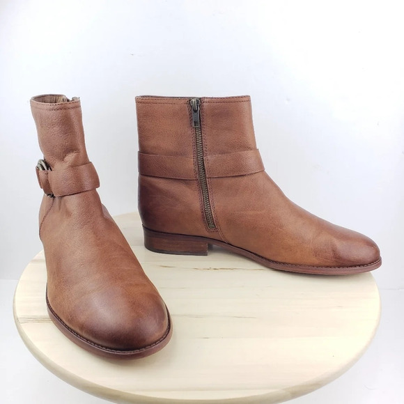Frye and Co. Ankle Boots Sz 9.5M Adelaide Caramel Brown Burnished Chelsea Boots - Picture 8 of 14